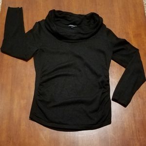 Fine gauge black sweater side ruching
